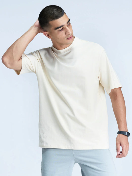 Men's Oversized Fit Crew Neck T-Shirt – Cream White